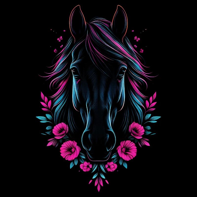 Cheval et fleurs