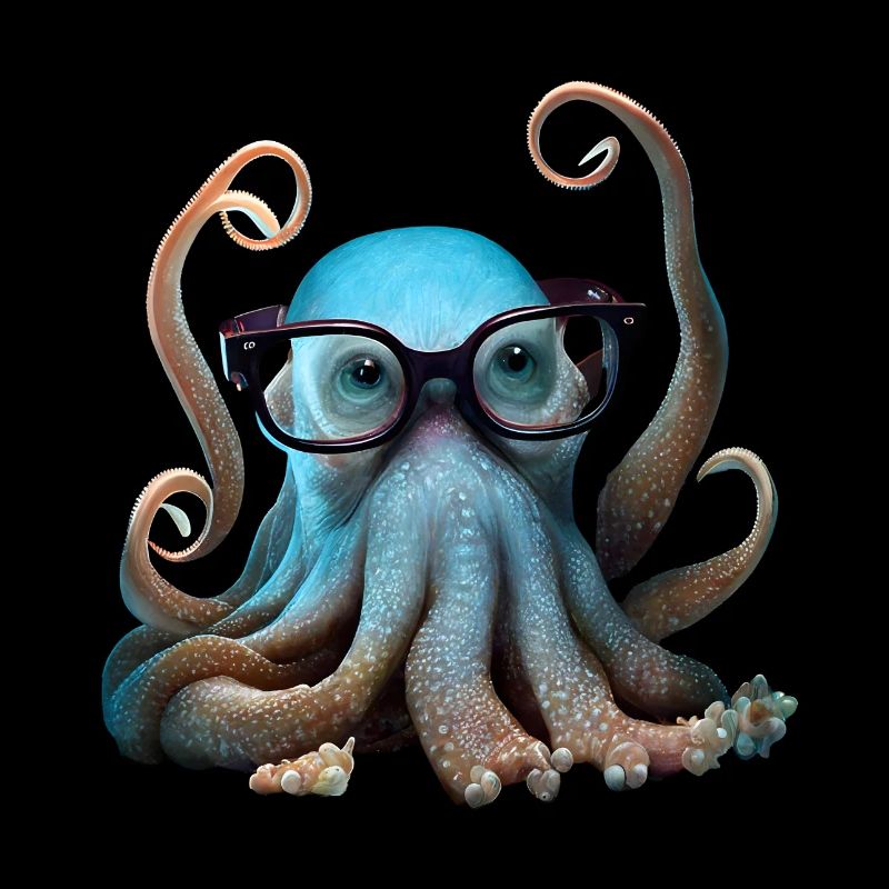 Funny octopus with glasses