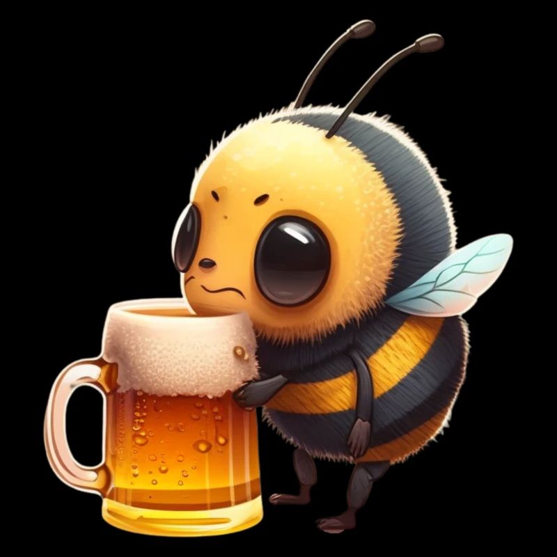 Kleine Biene trinkt ein großes Bier