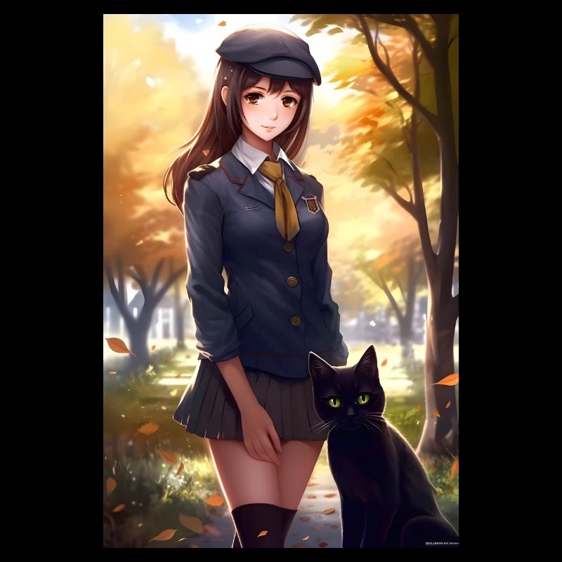 Anime Mädchen Manga Katze Geschenk