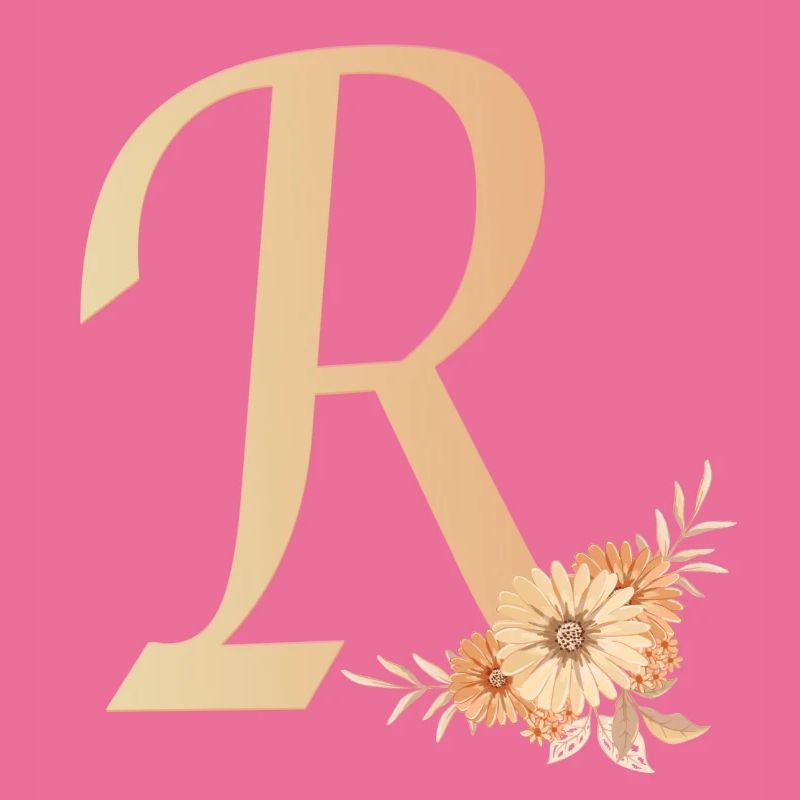 Buchstabe R mit Blumen
