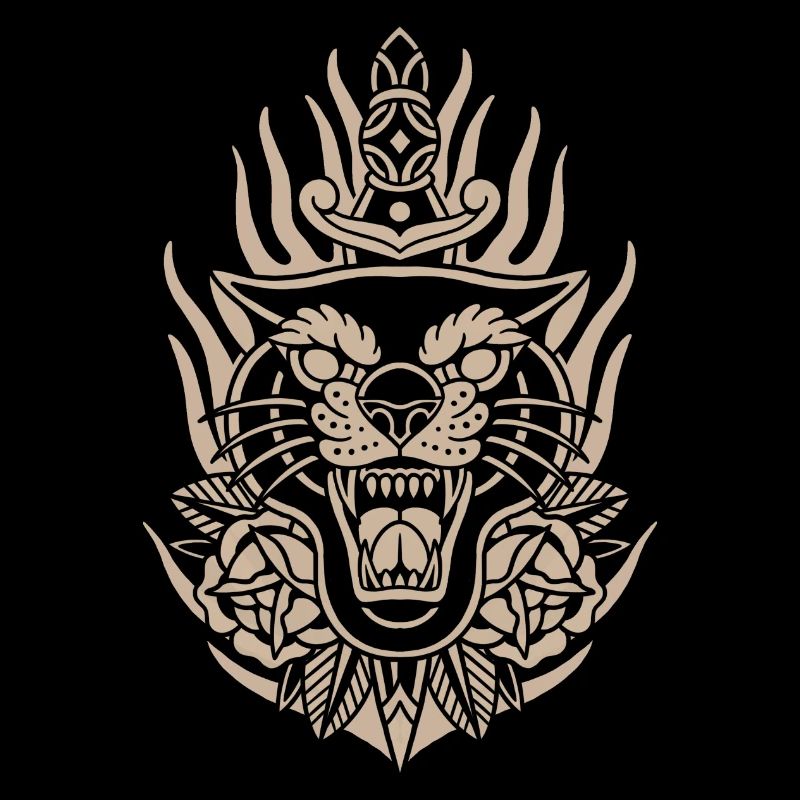 Conception graphique de tatouage de panthère