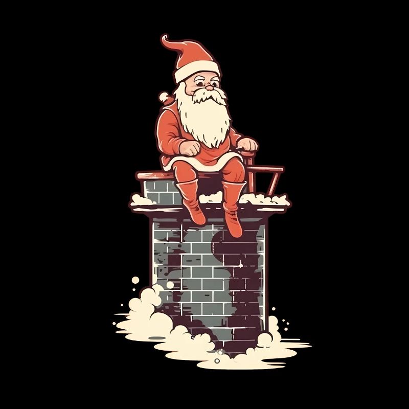 Weihnachtsmann auf dem Schornstein sitzend