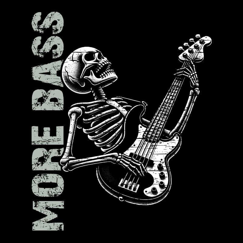 Crâne de squelette avec guitare basse et basse Saying More