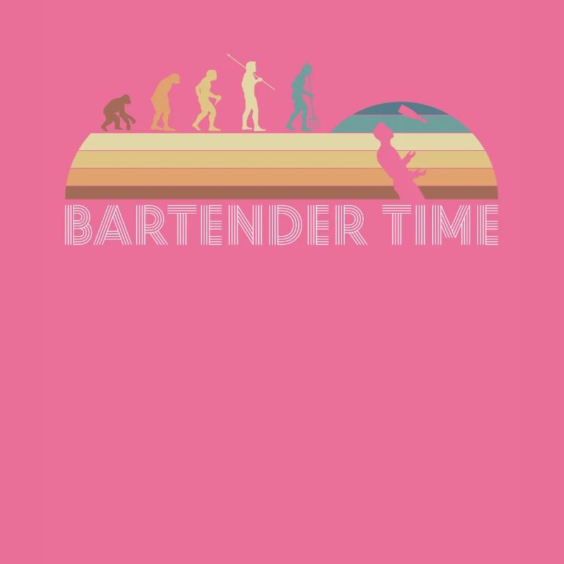 Vintage Retro Bartender Time Barkeeper Evolution