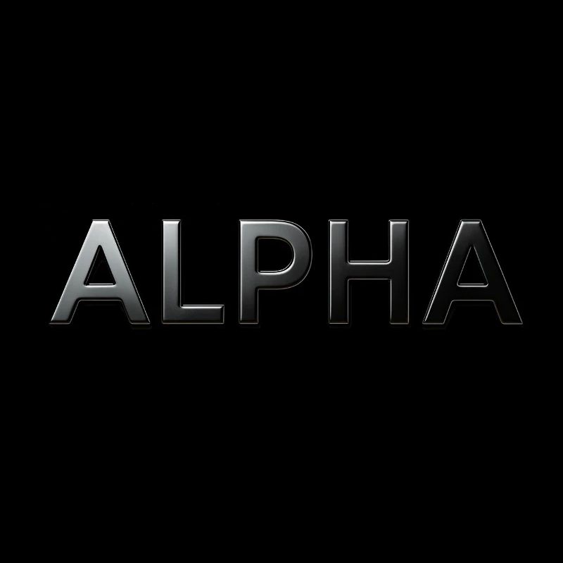 Alpha, matte, black, typo, font