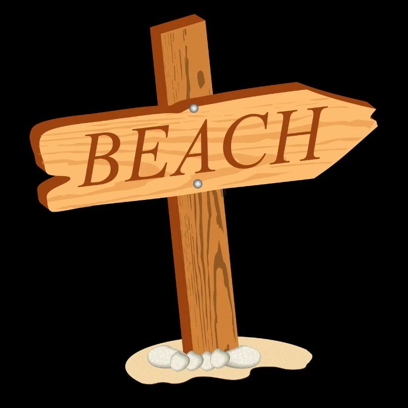 panneau en bois simple - Panneau de signalisation vers la plage