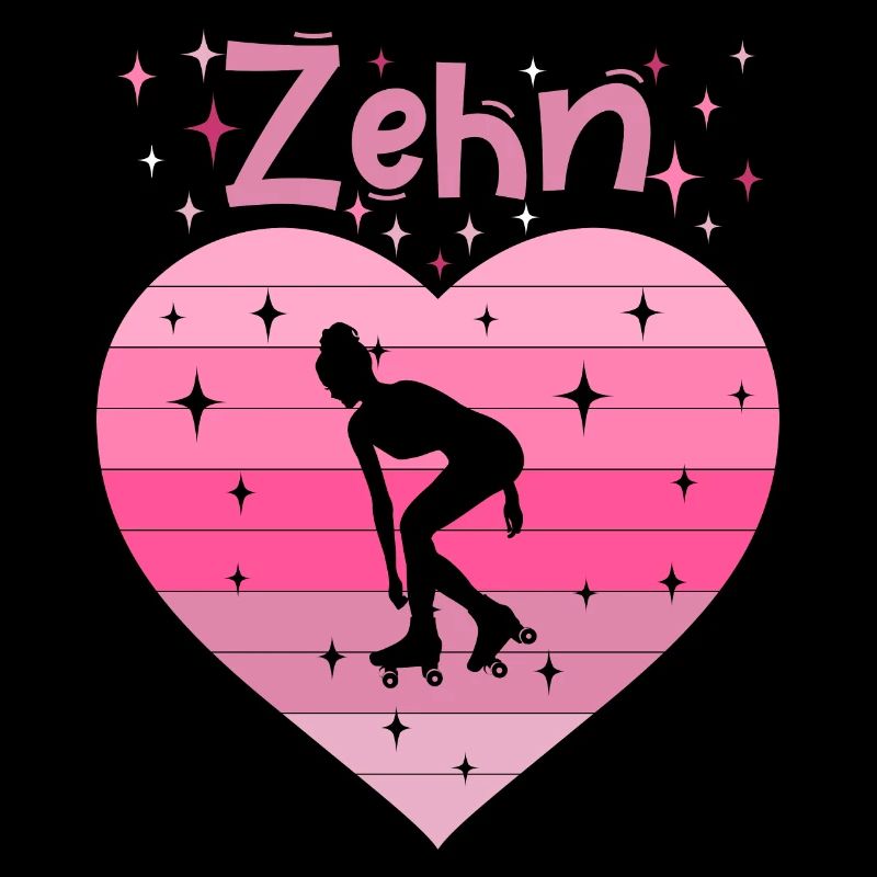 Herz Liebe Sport Rollschuh Mädchen 10. Geburtstag