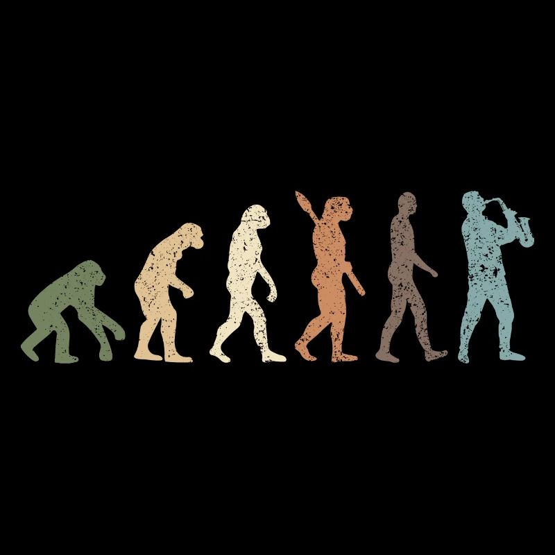 Funny Retro Evolution Of Man Saxophone