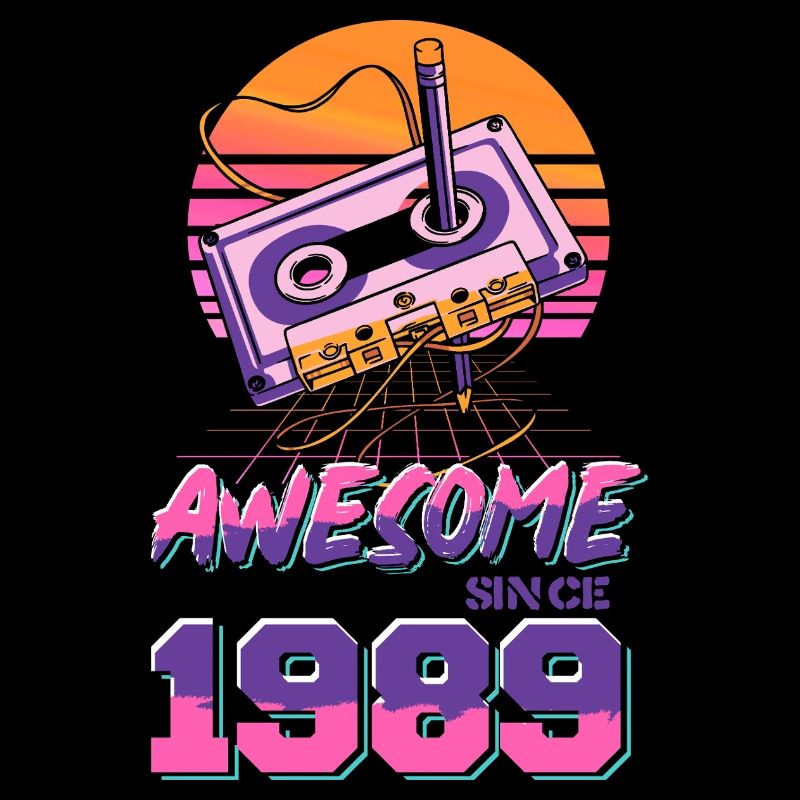 Retro Cassette Neon 1989 Design