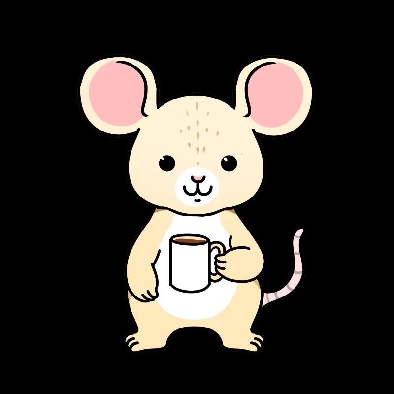 Maus trinkt Kaffee