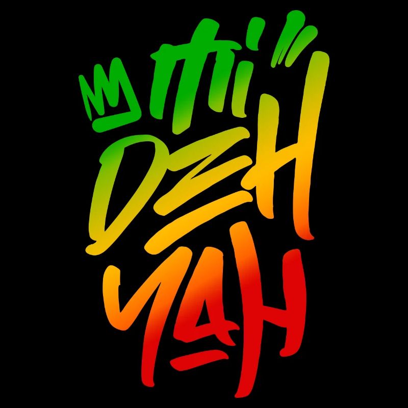 Mi Deh Yah Rasta Saying Graffiti Style Rasta Color