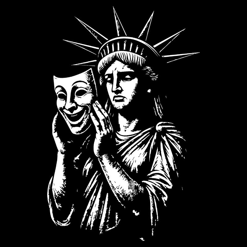 Statue de la Liberté avec un masque