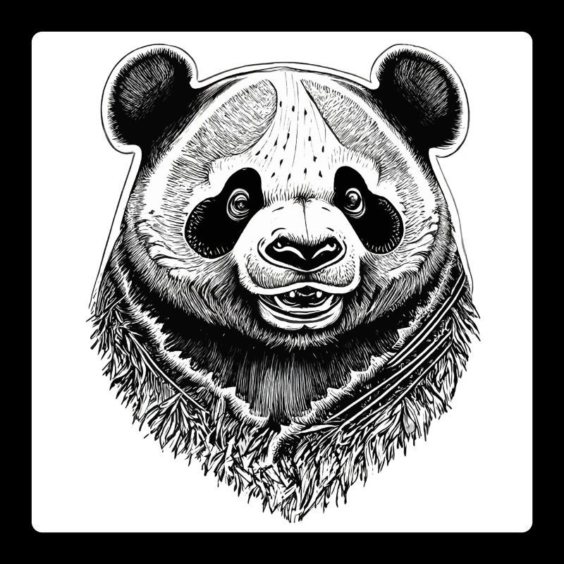 Gravure Panda noir et blanc
