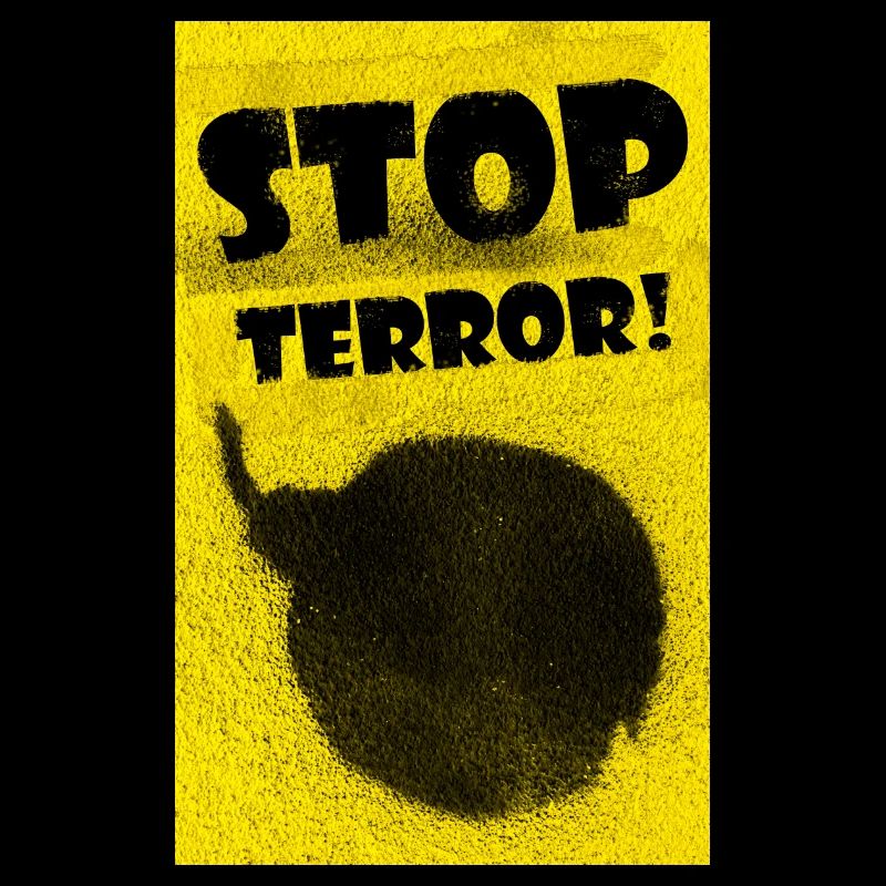 Bomb painted with black paint spray on yellow back