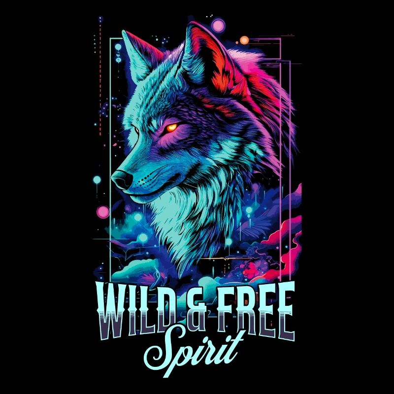 Wolf Wolf Head Predator Wilderness Neon Colorful Art