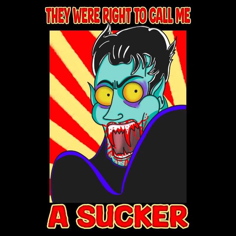 Vampire Horror Cartoon Humor A Sucker Funny Design