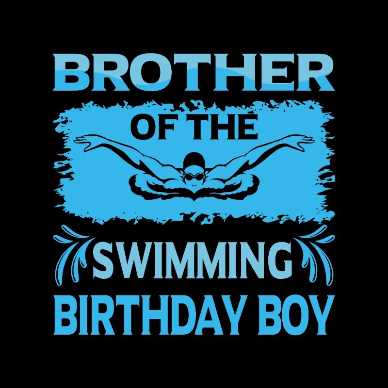 Frère Du Garçon D’anniversaire Natation Conception Familiale