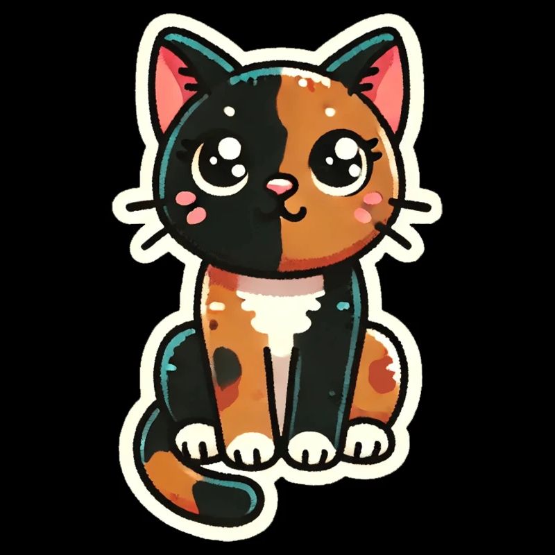 Cute Tortoiseshell / tricolor Cat is sitting nice