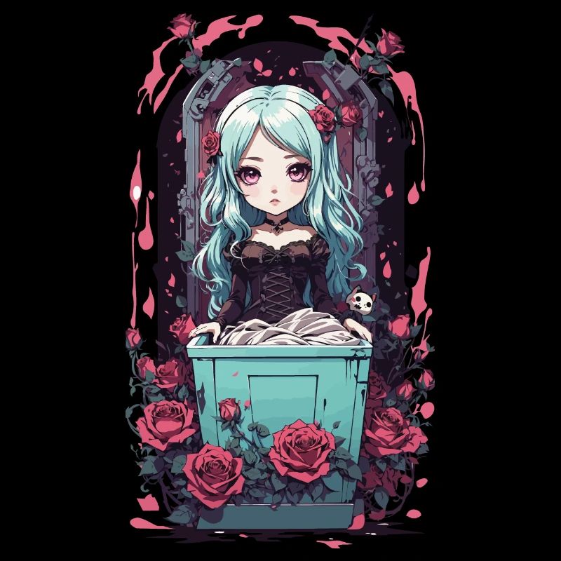 Anime Goth Chibi Vampire egirl Kawaii Design