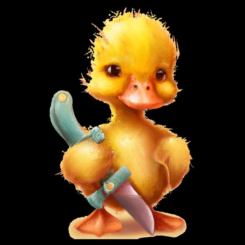 Ente hält ein Messer lustig