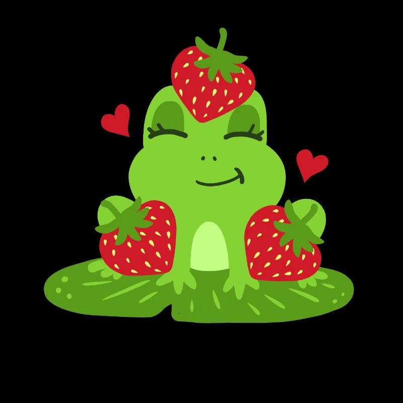 Frosch Erdbeere Kawaii