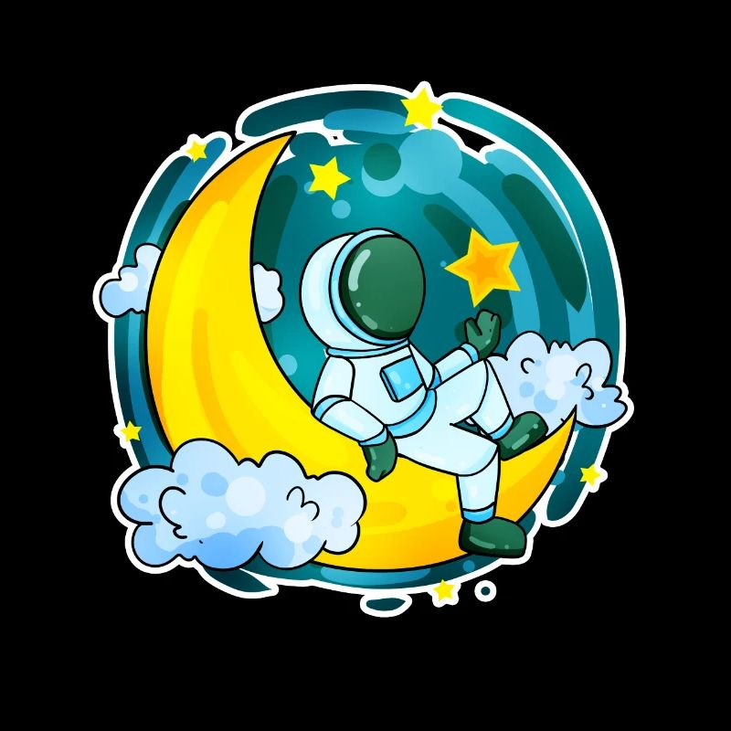 Astronaut Motif Space Moon Crescent