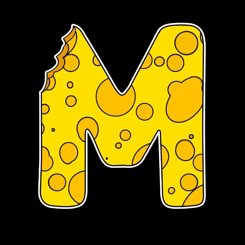 Lettre M - Lettre initiale M - Motif fromage