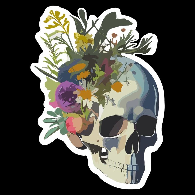 Human Skull & Flowers 9