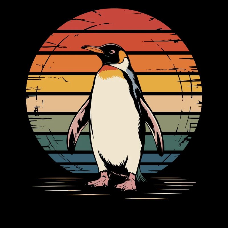 Vintage Penguin Sunset Design