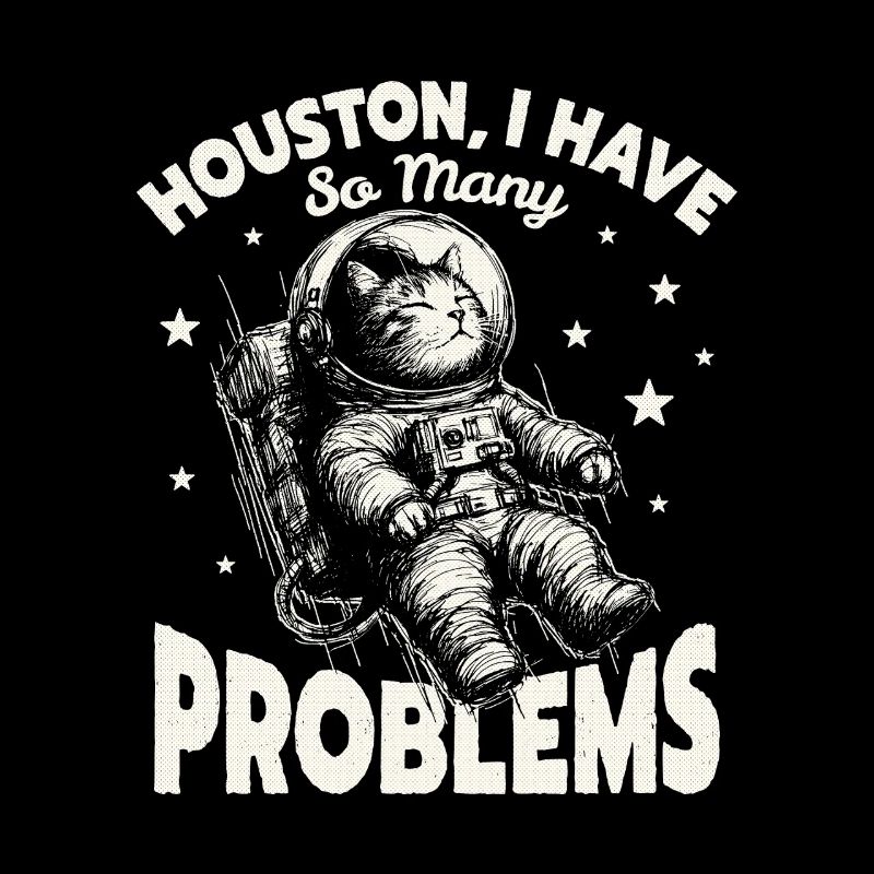 Houston I Have So Many Problems Funny Space Cat