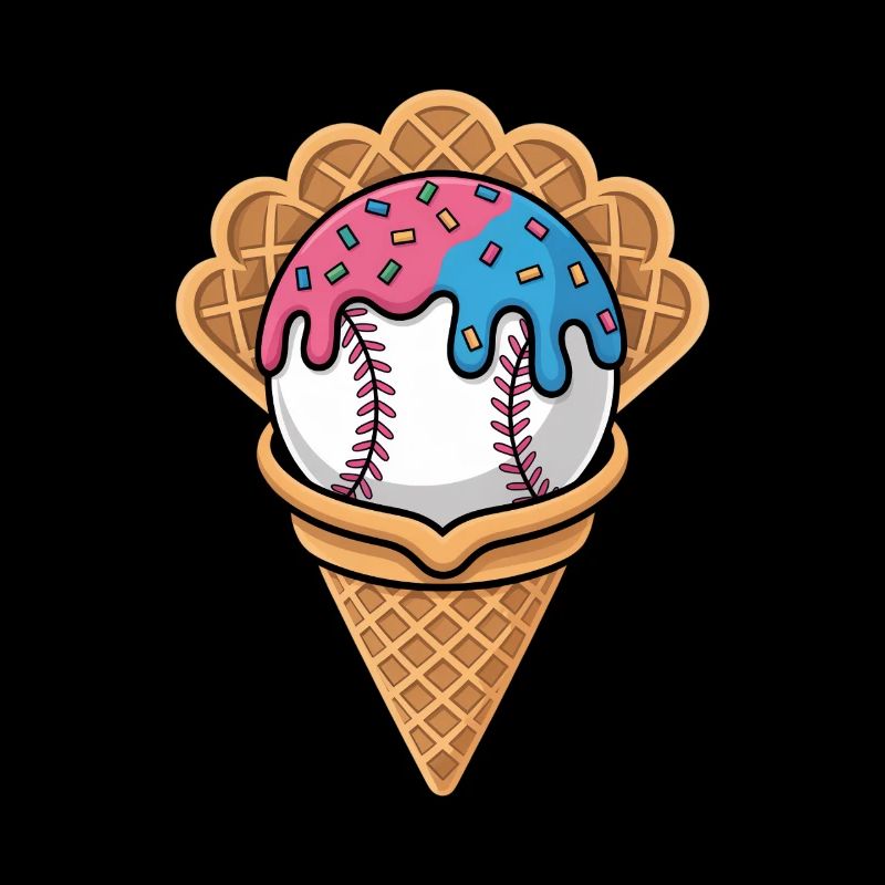 Glace de baseball dans une gaufre avec des vermicelles