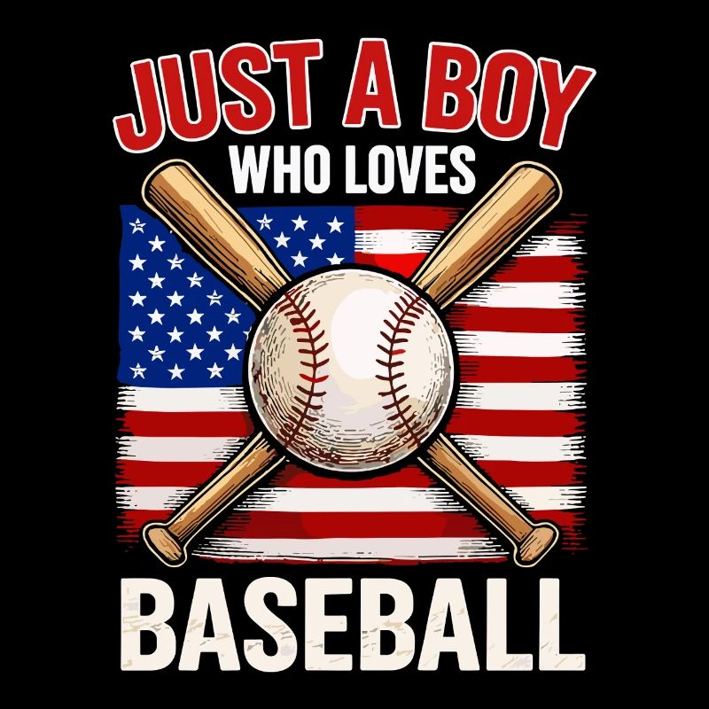 Garçon adore le baseball et le drapeau