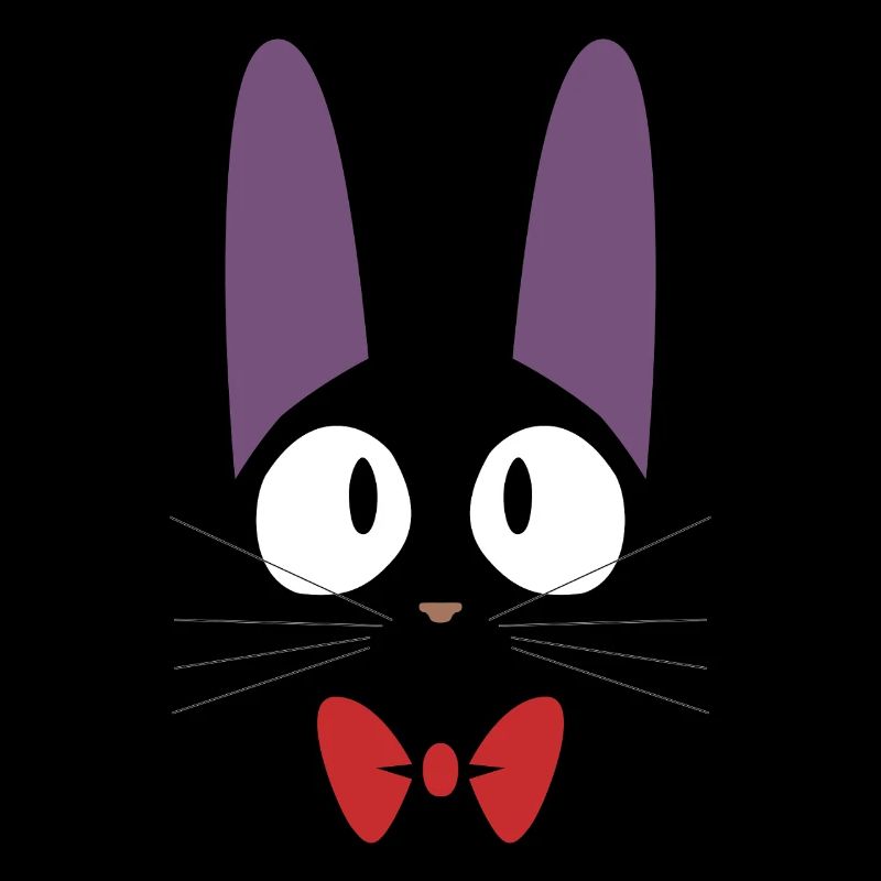 Cute black Jiji cat with red bow tie