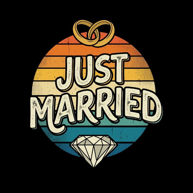 Just Married Retro Regenbogen