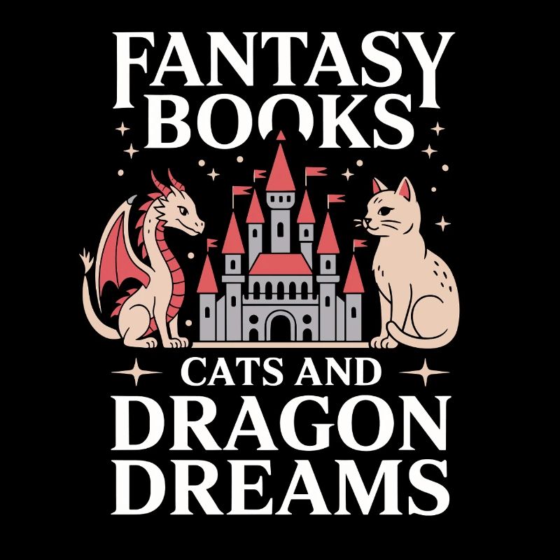 Cat Fantasy Dragon Book Reader Funny Novel