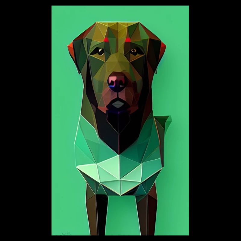 Chien de style polygonal - Vert