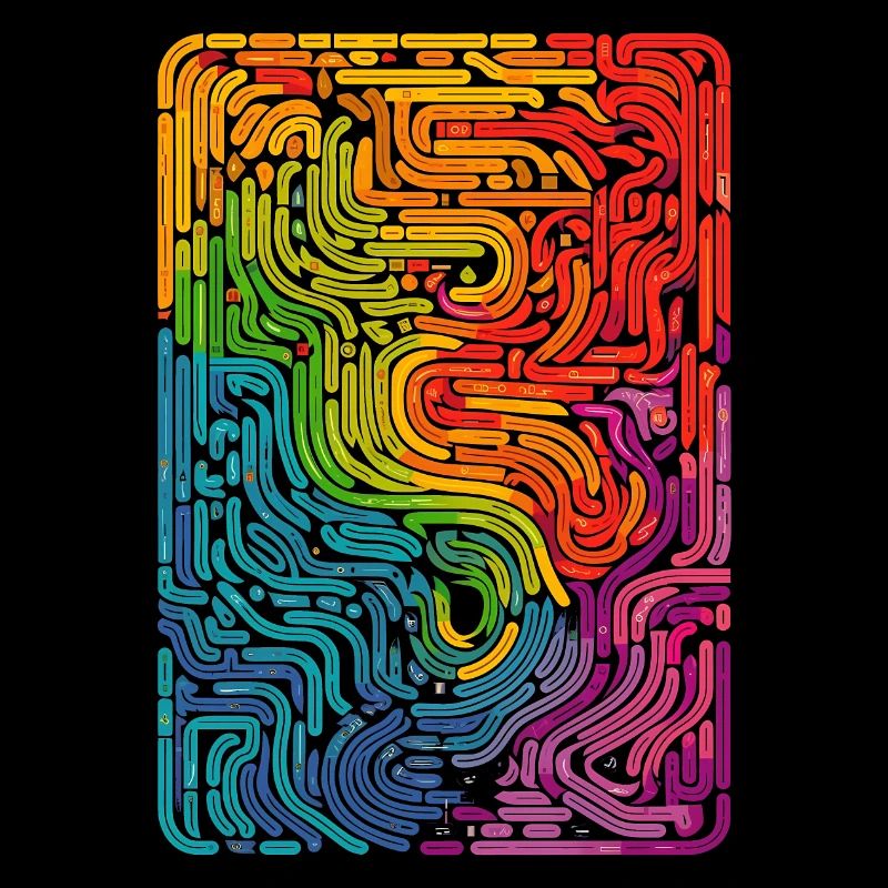 Cool, Surreal Rainbow Retro Tubes Pattern