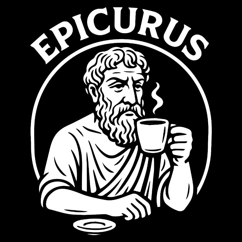 Epicurus Coffee Cup Philosophy Tee