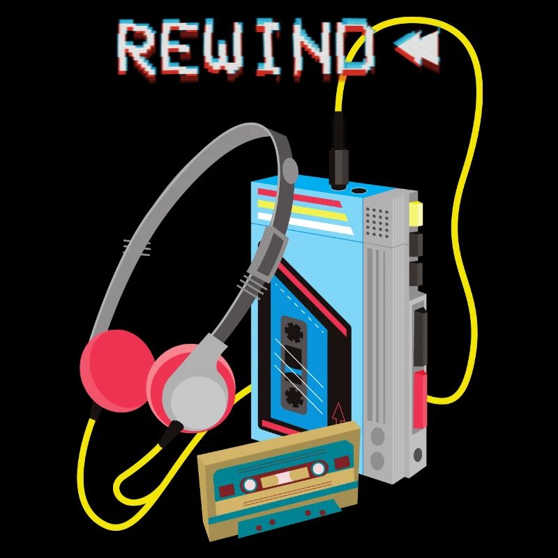 Retro Music Rewind Cassette Design