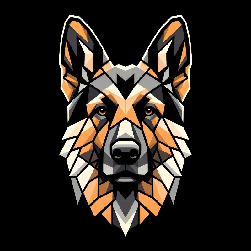Deutscher Schäferhund Hundekopf Geometrie Polygon Kunst