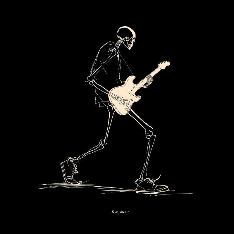 Skelett-Gitarrist mit E-Gitarre
