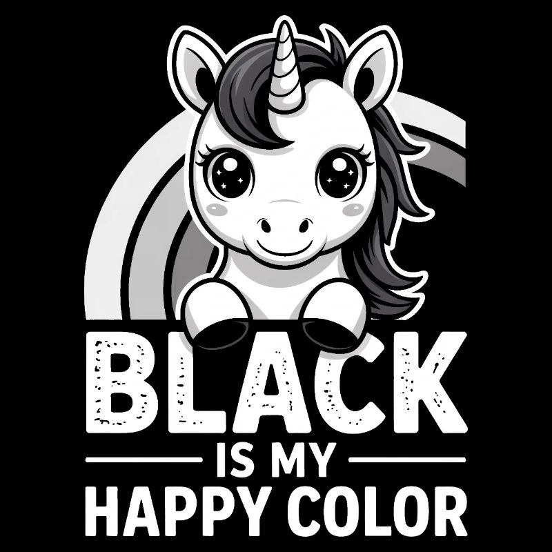 Licorne Noire Joyeuse Couleur