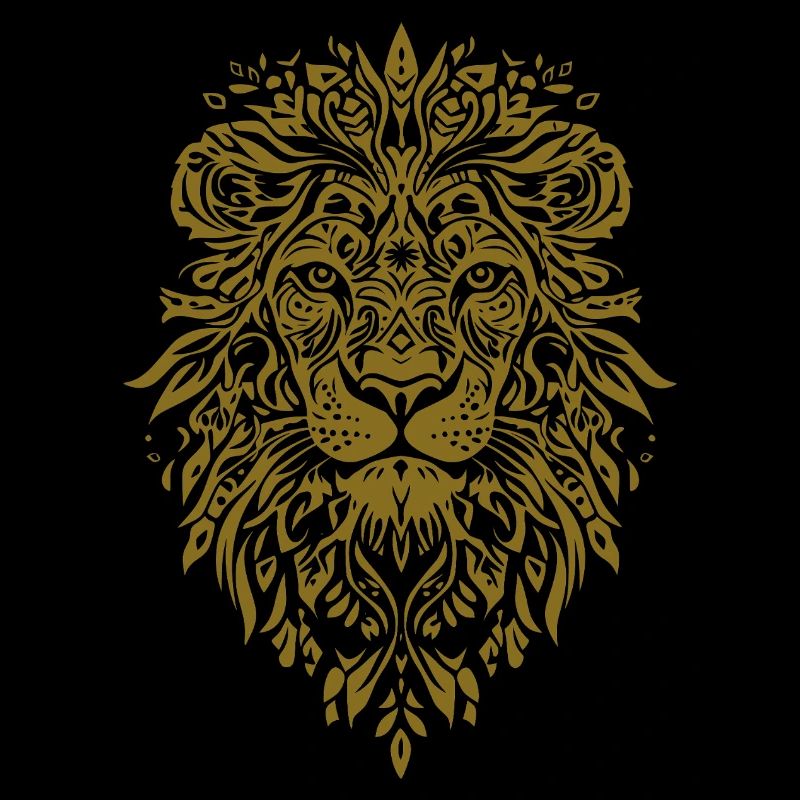 Lion head with leaf pattern in gold