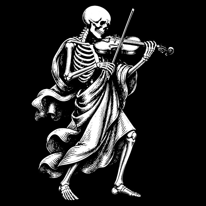 Squelette joue du violon