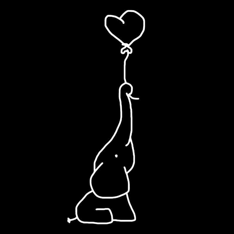 Elefant mit Herzluftballon