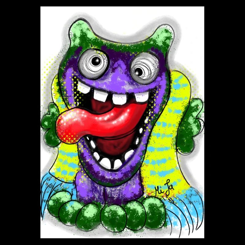 Bunter Cartoon Monster mit Riesenzunge