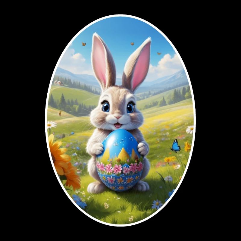 Osterhase mit Ei, Oval