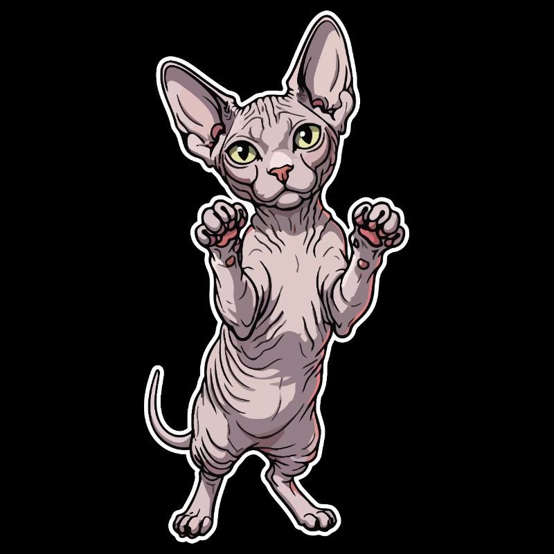 Cute Sphynx Cat Standing Posture Portrait