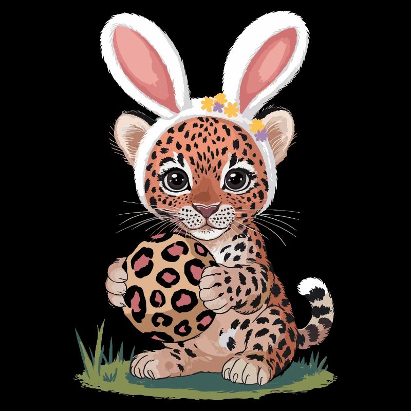 Cute Easter Leopard Baby with Bunny Ears and